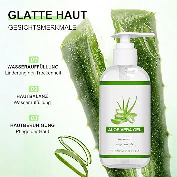 Aloe Vera Gel 100% Pure Aloe Vera Gel Organic for Face and Body Soothing After Sun for Dry Skin Soothing Nourishing Moisturising Cream Natural Aloe Cream with 100% Aloe Vera