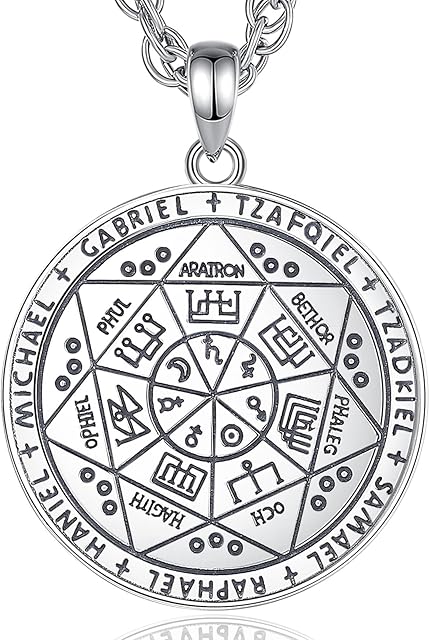 CELESTIA Seal of the Seven Archangel Pendant Protection Necklace for Men Women Sterling Silver Occult Jewellery Talisman Amulet with Stainless Steel Chain, Esoteric Gifts