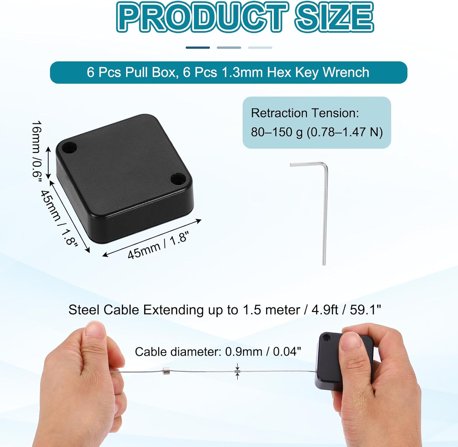PATIKIL Retractable Remote Control Cable Tether (4.9ft / 1.5M, Black)(6 Set) Square Remote Control Security Lanyard Lock Adjustable Locking Leash with Rope Locks, Suit for - TV/Tablets