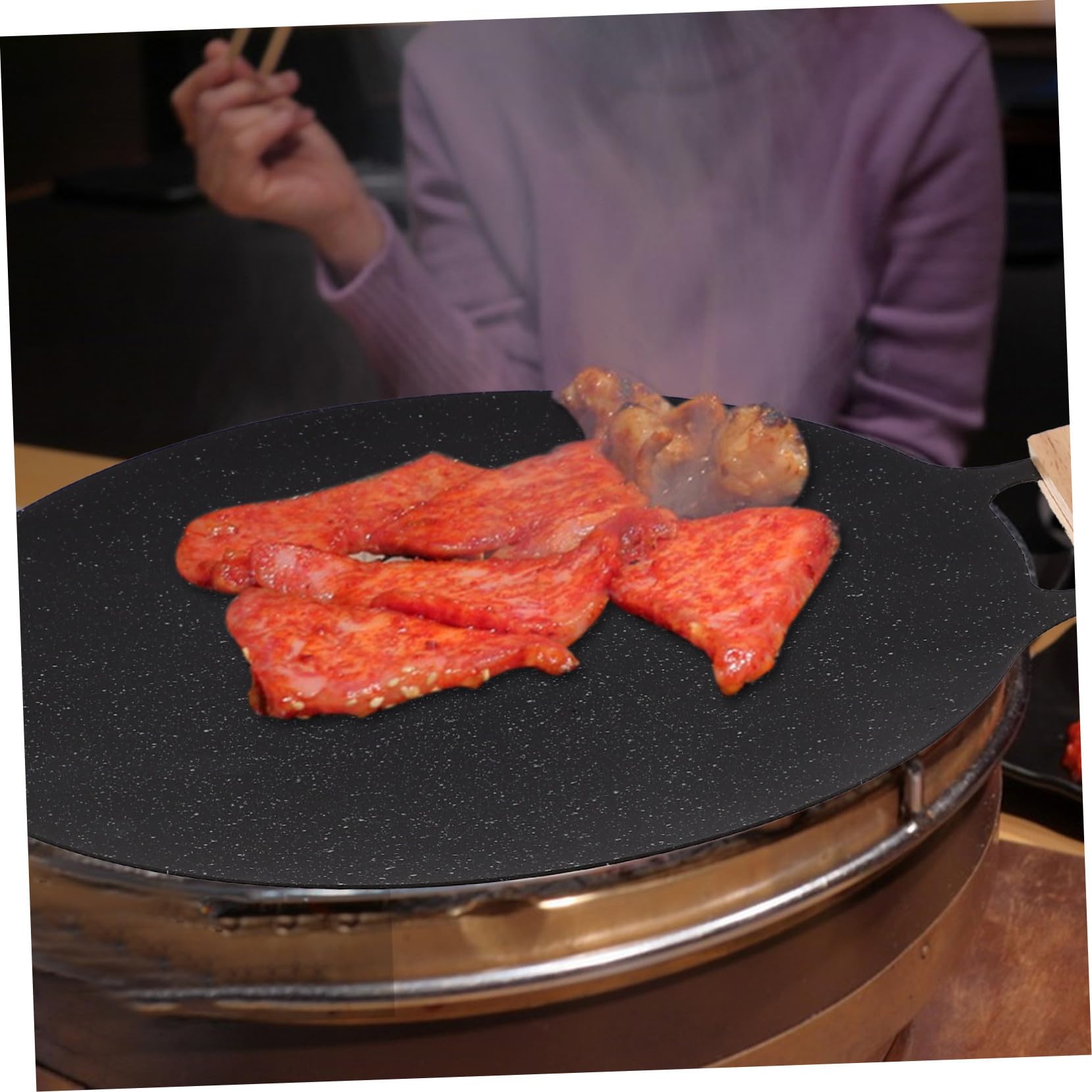 TOYANDONA Padella Per Portatile Con Manico Padella Antiaderente Per Barbecue in Ferro Per Campeggio e Uso Casa Riscalda Uniformemente