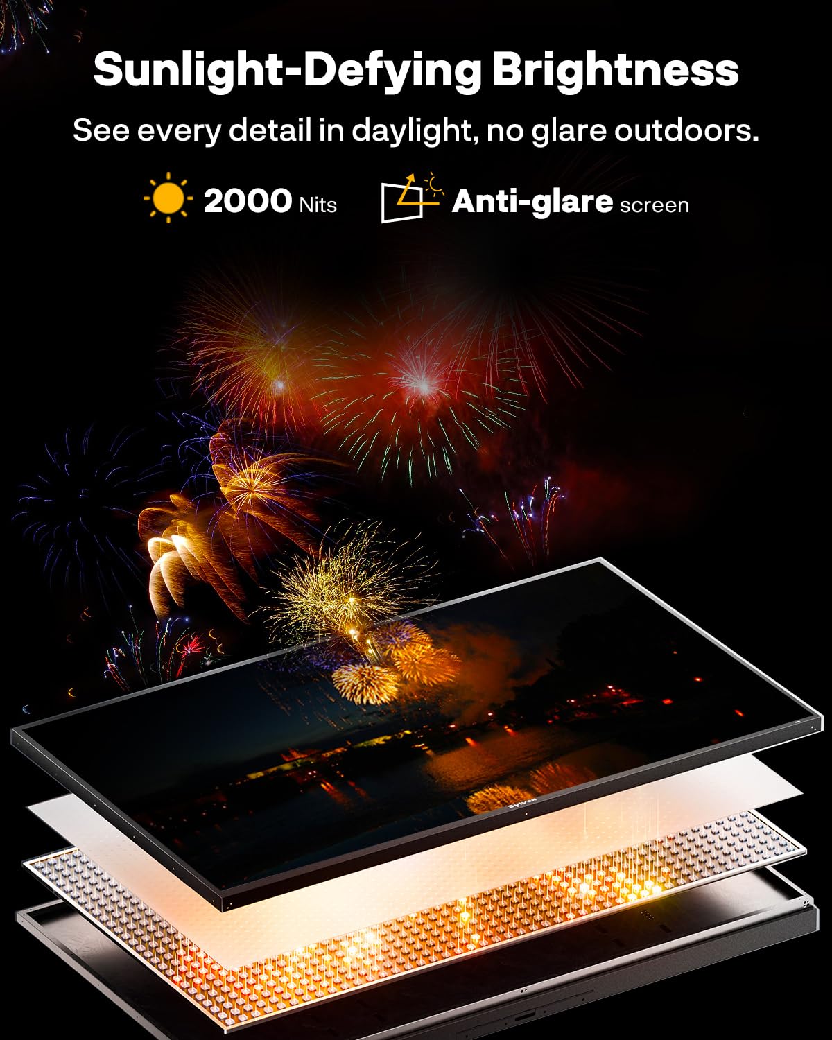 SYLVOX TV para Exteriores, 55" Helio QLED, 2000nits, 120 Hz, 4K UHD IP55 Resistente al Agua, Google TV y Dolby Atmos, DVB-C/T2/S2, HEVC, Resistente a la Intemperie TVS para jardín, terraza y Comercio