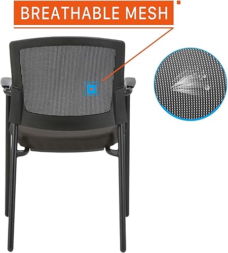 Miniatura 4 de CLATINA Silla de recepción de oficina, respaldo de malla apilable con soporte lumbar ergonómico y cojín de asiento grueso para sala de conferencias