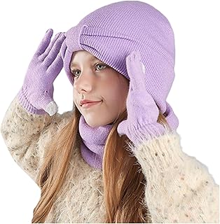 Juego de gorro infantil y bufanda y guantes, moda para exteriores, cálido, juego de tres piezas FjE834