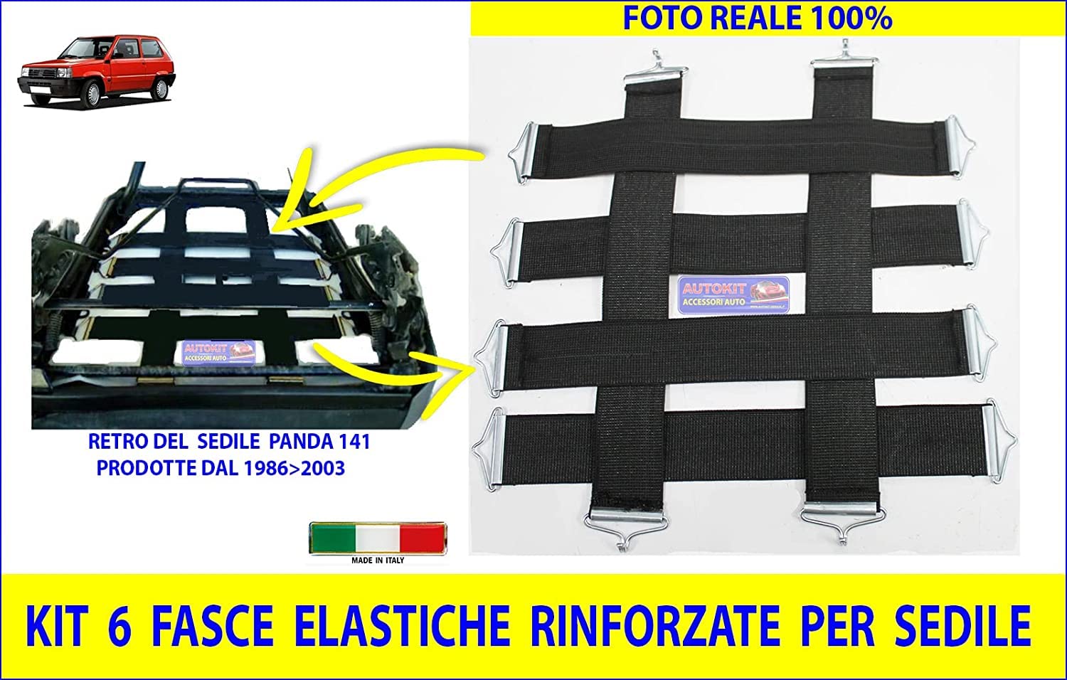 Generico Sedile Panda 141 Prodotte dal 1986>2003 Imbottitura in Poliuretano Flessibile Solo Seduta Completo di Molle Rinforzate per Sedile - 20109SE - AK141