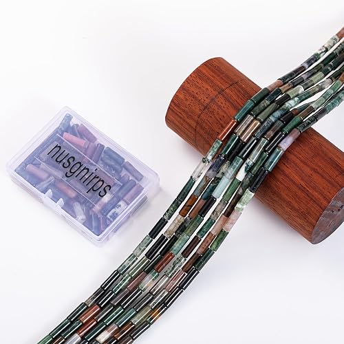 Miniatura 6 de Cuentas de tubo cilíndrico de ágata india natural, 0.157 x 0.512 in, 15.0 instr sueltas semi piedras preciosas para hacer pulseras, collares, aretes