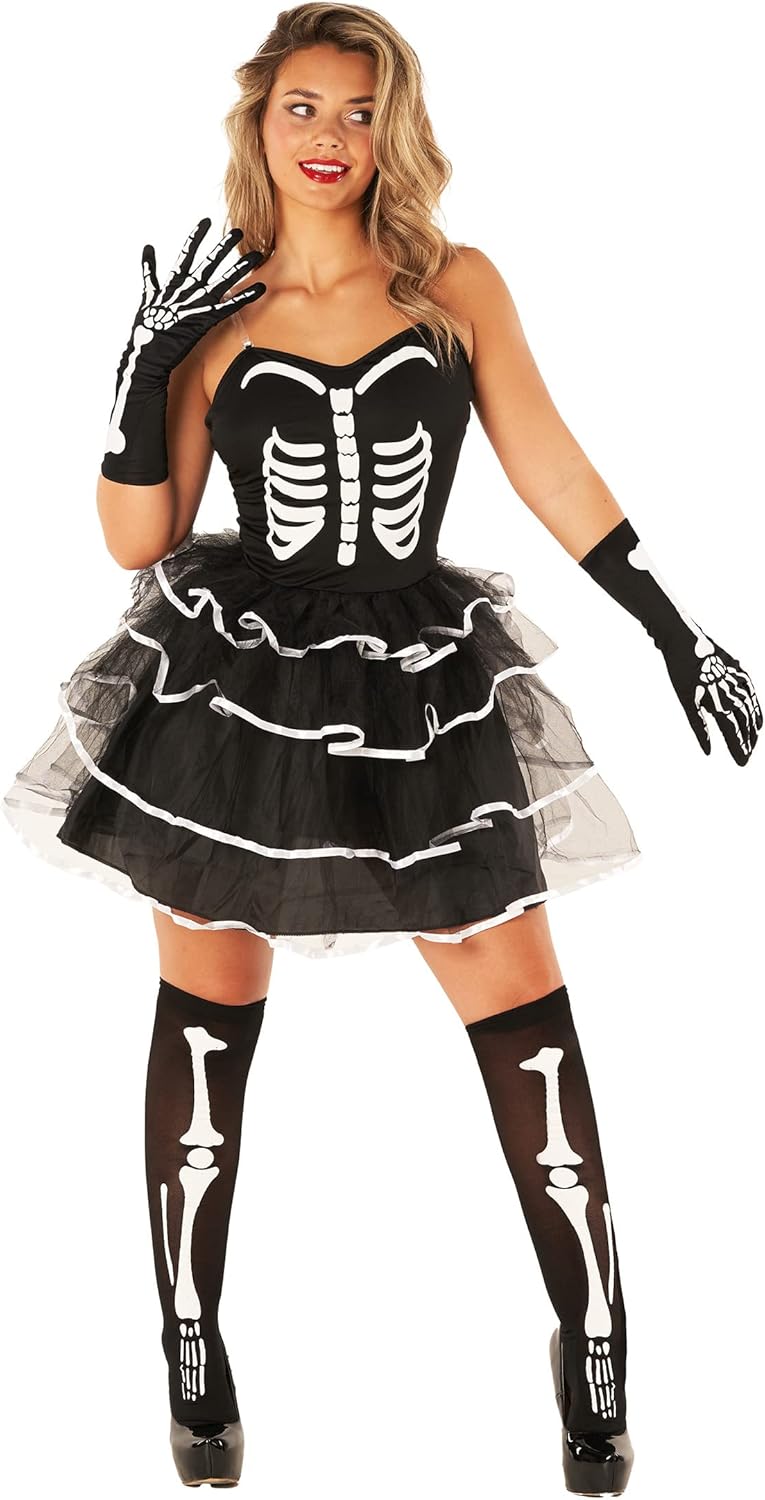 Fun Shack Adult Skeleton Costume Dress for Women, Tutu Dress, Halloween Outfit