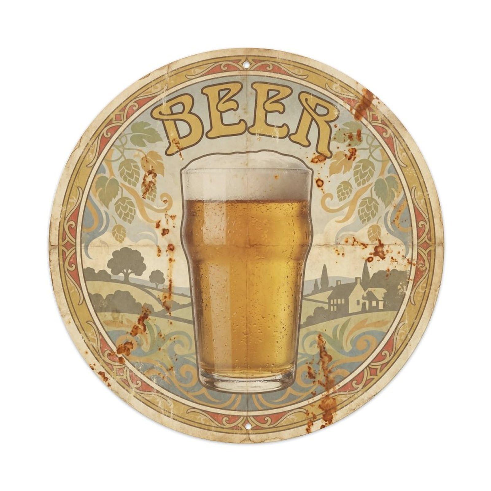 British Beer Culture Foam Mug Brewery Market Travel Metal Tin Sign