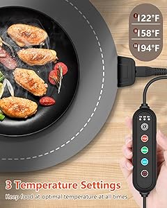 seenlast Warming Mat for Food with Adjustable Temperature Timer,10S Fast Heating Silicone Food Warmers for Parties Buffet and Home Daily,Food Warming Mat with Insulating Pad Raised Feet Protects Table