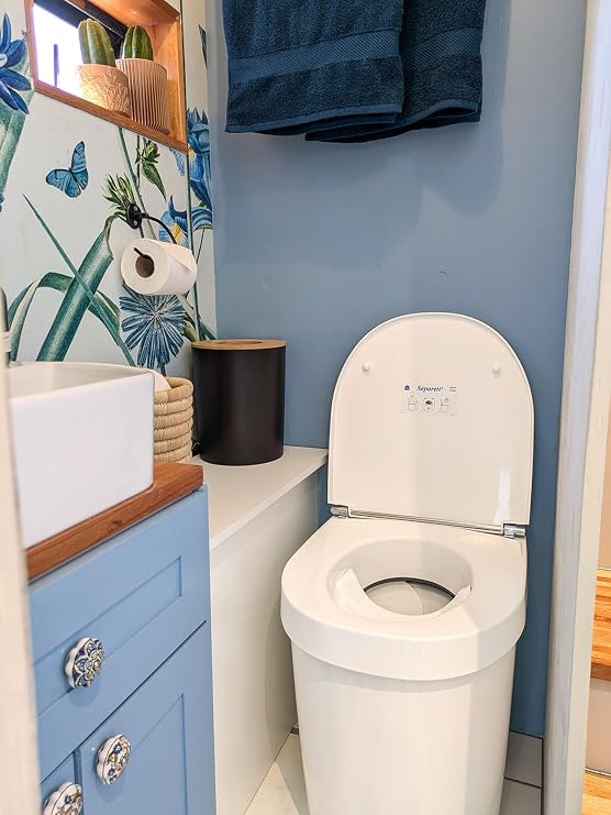 Separett Tiny Self-Contained Urine-Separating Compost Toilet | Built-in Urine Container with Emptying Sensor, No Additives or Mixing Needed, For Vans, RVs, Cabins, and Boats