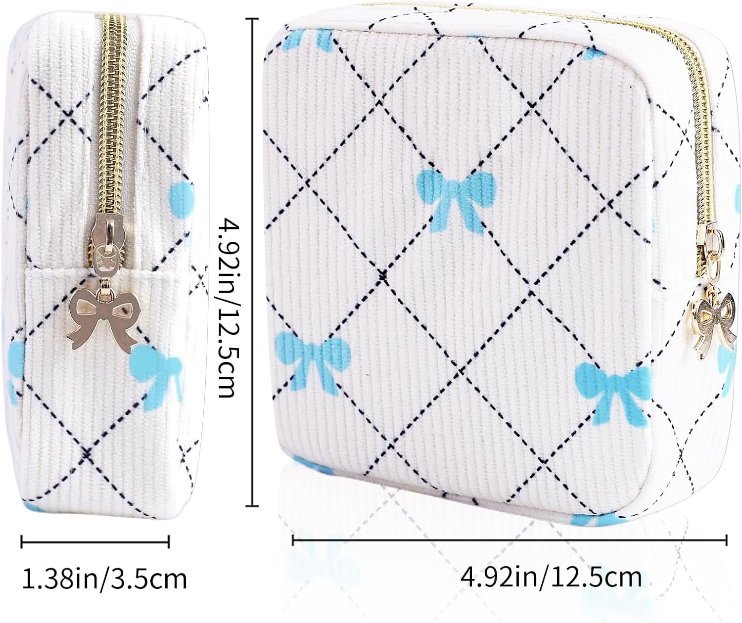 Period Bag for Women - Cute Corduroy Sanitary Napkin Storage Bag with Bow Design | Period Pouch for Daily Use, Travel | Discreet Menstrual Pouch | Pad Bags for Period Holds Pads, Tampons image 2