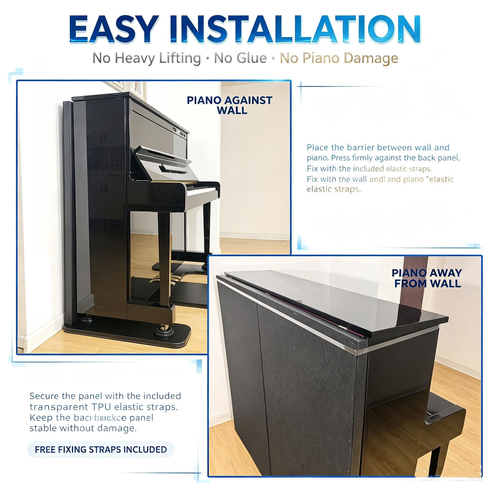 GAENZA Alfombra Insonorizada para Piano-Vertical | Alfombras Con Reducción De Ruido Para Piano, Aislamiento Térmico, A Prueba De Humedad, Almohadilla Antivibración