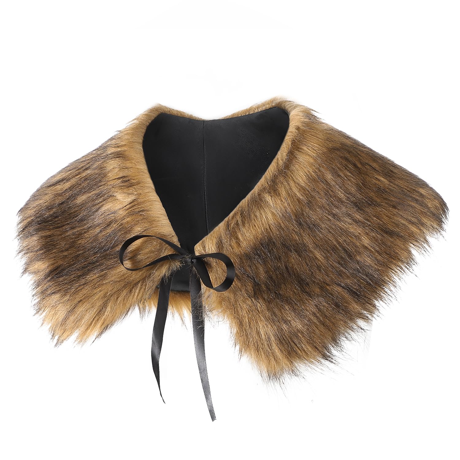 Kids Medieval Shoulder Wrap Halloween Viking Faux Fur Cape Medieval Furry Shawl Viking Collar Shoulder Wrap Renaissance Costume Accessories For Halloween Cosplay Carnival - Image 2