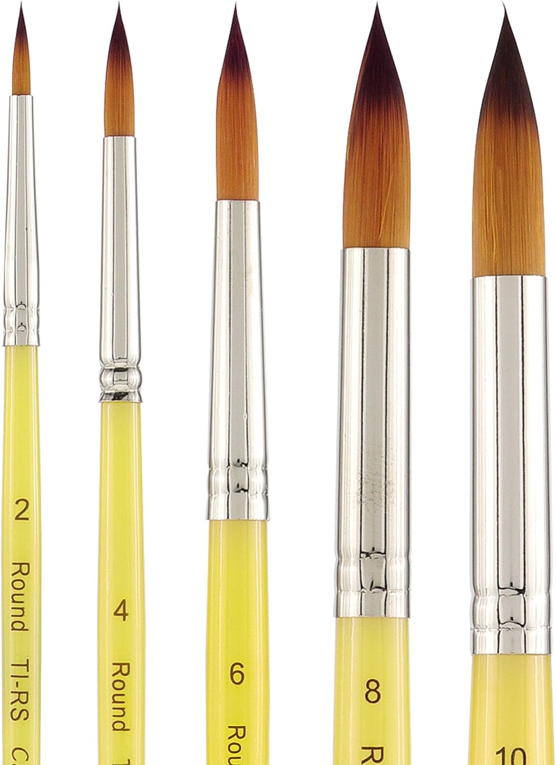 Creative Inspirations Dura-Handle Round Assorted Set of 5 Short Handle Paint Brushes - Resin Handle, Synthetic Paint Brushes, Round Brush for Oils, Acrylics, Watercolors - Handles Do Not Chip or Crack