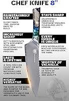 Vista 5 de Cuchillo de chef DALSTRONG - 8 pulgadas - Serie Valhalla - 9CR18MOV HC Acero - Resina Celestial y Mango de Madera - con Funda de Cuero