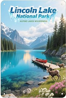Lincoln Lake National Park Vintage Metal Sign Funny Tin Retro Wall Decor for Home Bar Kitchen Garage 8"x6"