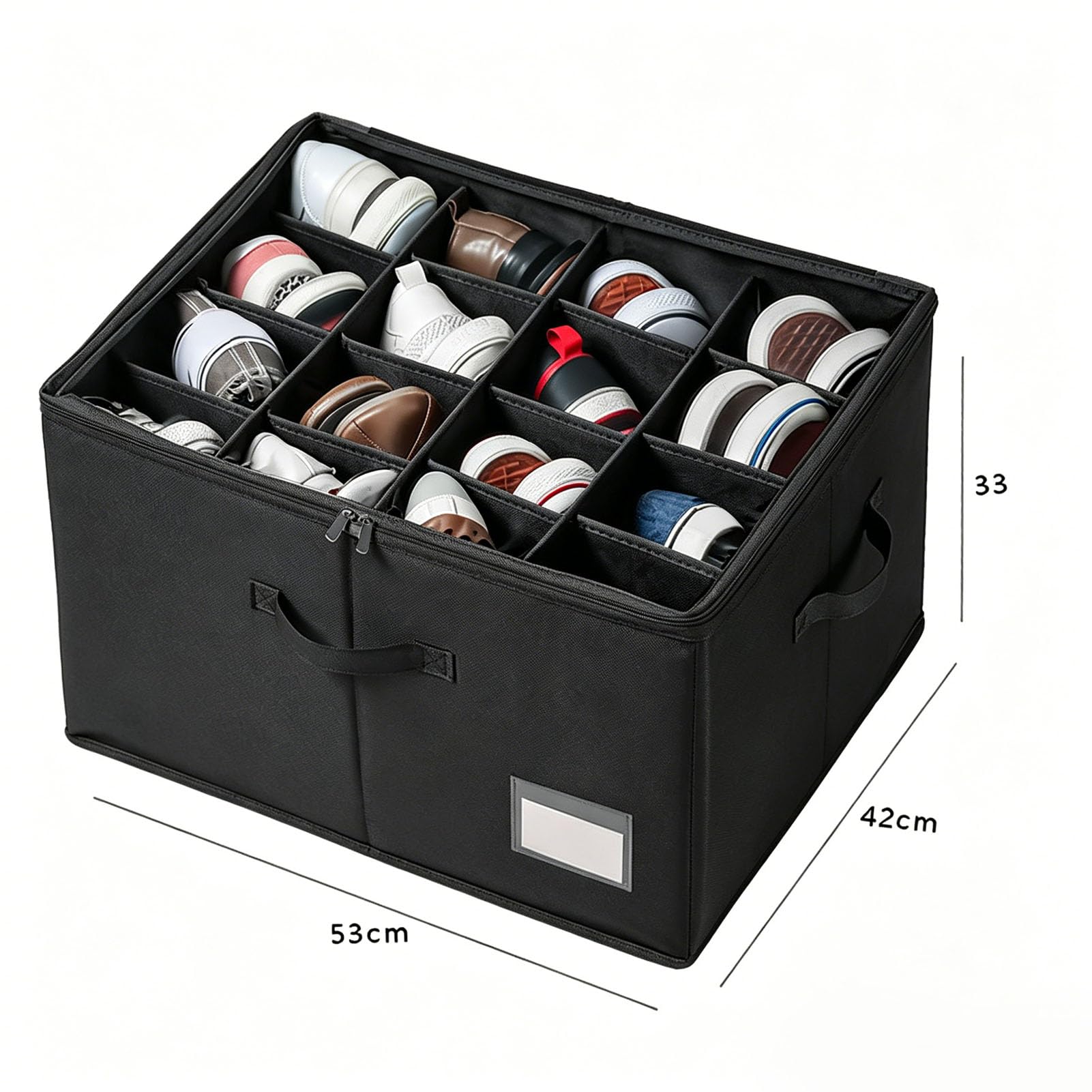 Organizer per Scarpe Scatola Impilabile in Tessuto Oxford Impermeabile e Antipolvere per 16 Paia di Scarpe, Ideale per Armadi e Ingressi (BLACK)
