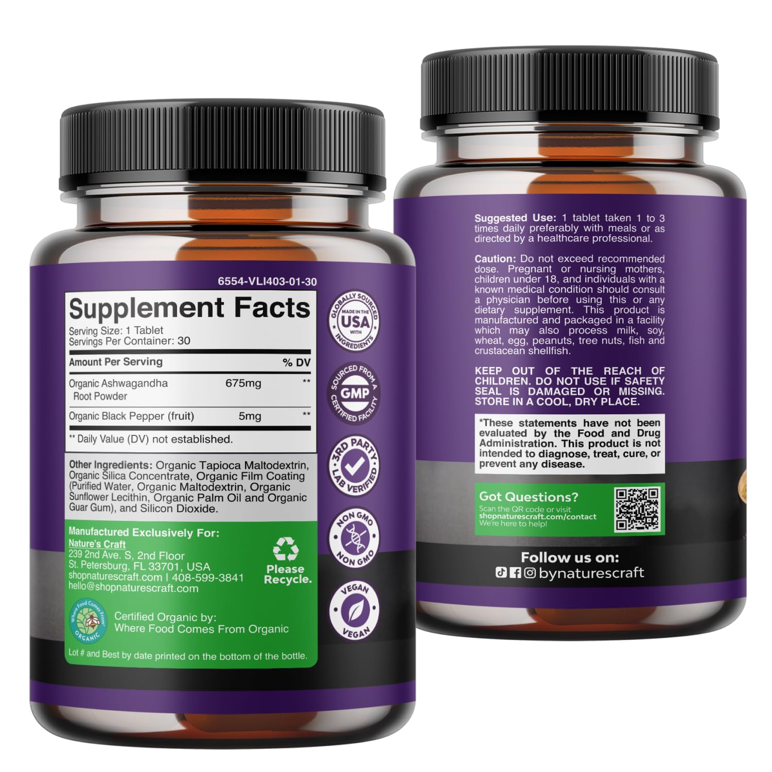 High Strength Organic Ashwagandha Tablets with Black Pepper - 30 Count — Amazon image 8