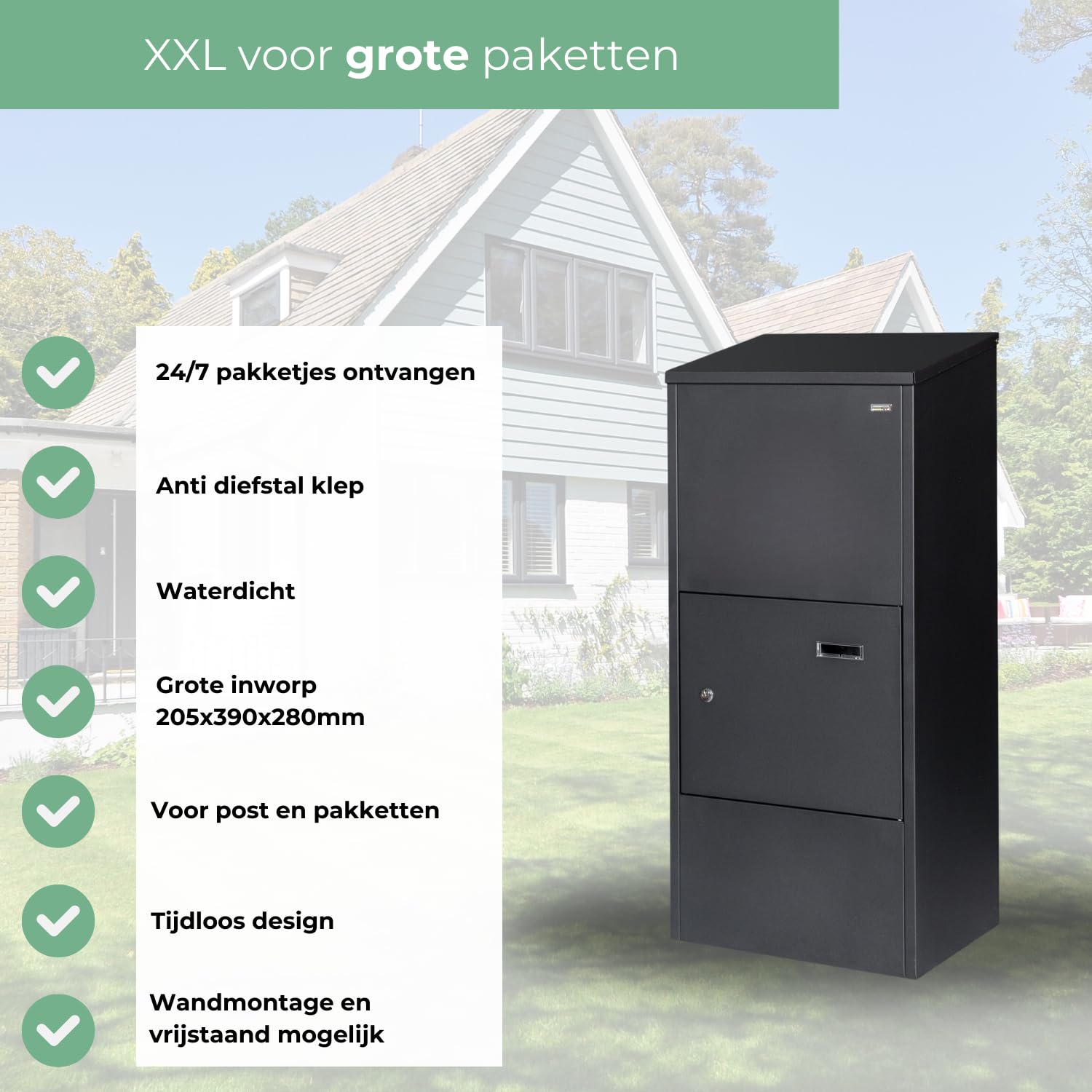 Smart PaketPanda® Paketbriefkasten mit App, XXL Paketbox, geeignet für Briefpost und Pakete, Benachrichtigung bei jeder Lieferung usw.