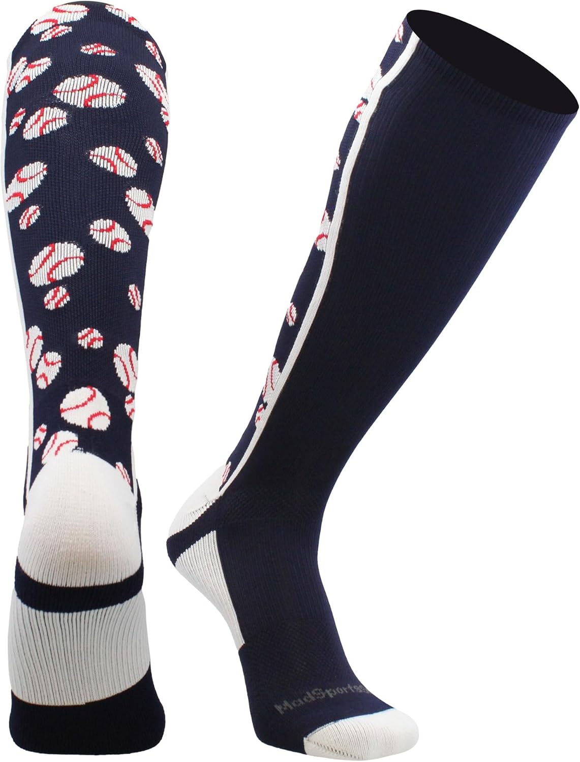 MadSportsStuff Crazy Baseball Socks with Baseballs over the calf (multiple colors)