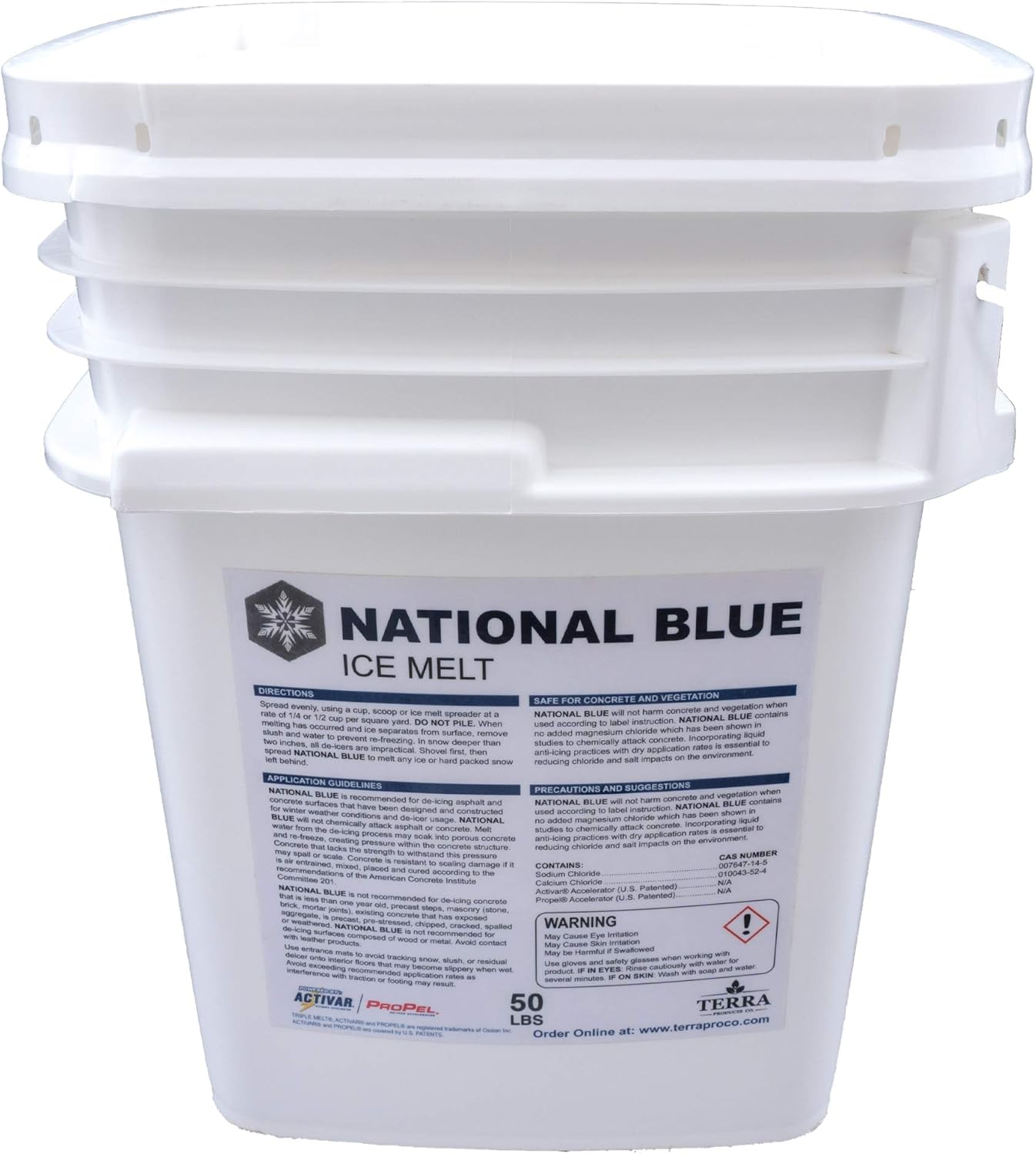 National Blue Ice Melt 50lb Bucket Fast Acting Ice Melter Pet, Plant and