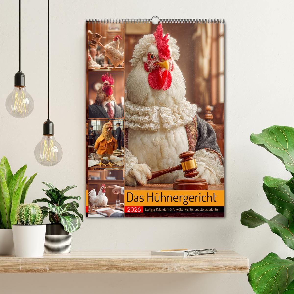 Das Hühnergericht - Lustiger Kalender für Anwälte, Richter und Jurastudenten (Wandkalender 2026 DIN A2 hoch), CALVENDO Monatskalender: Das ... für Juristin. Humor pur! (CALVENDO Spass)