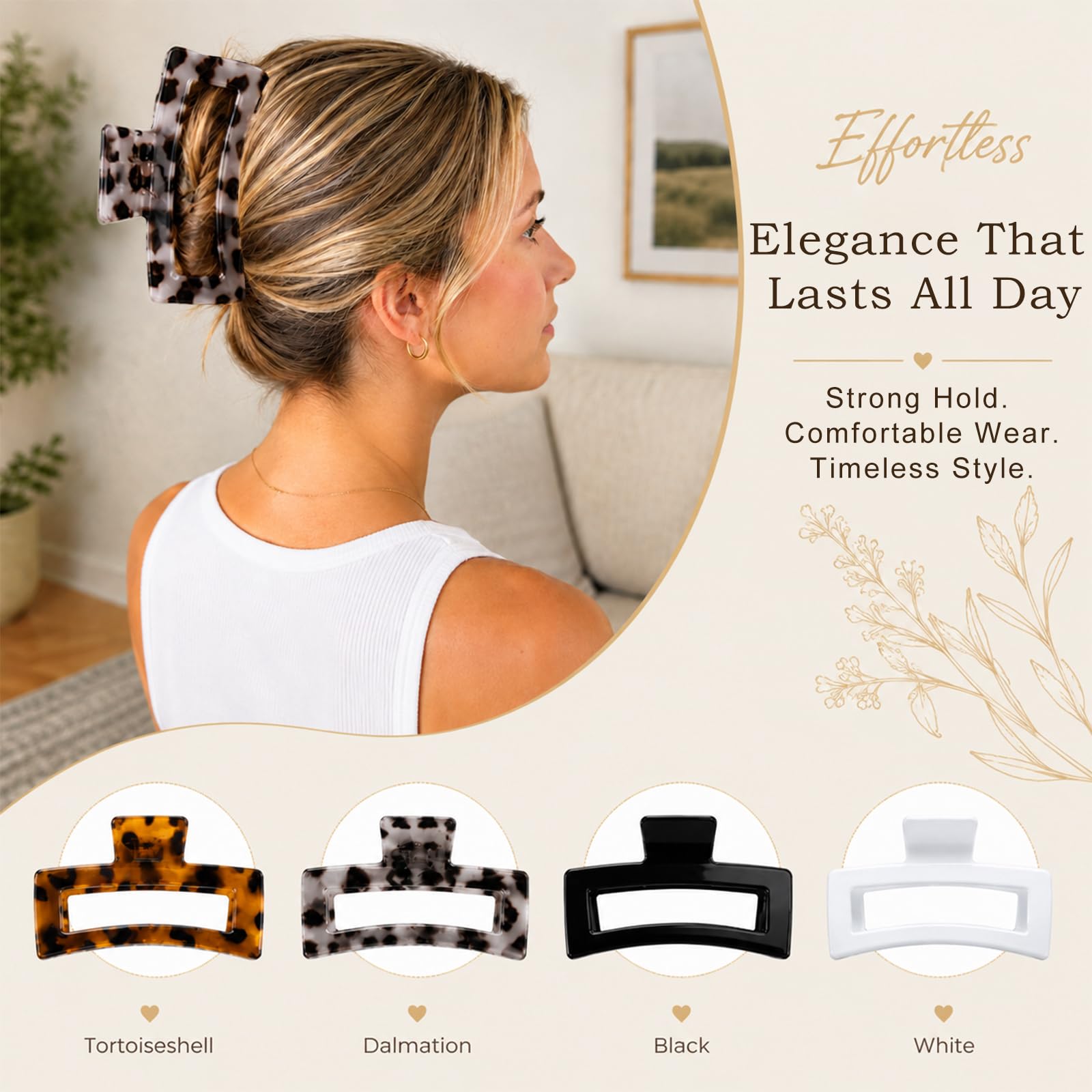 Jumbo Leopard Claw Clips - 4 Pack -6 Jumbo Leopard Claw Clips - 4 Pack -6