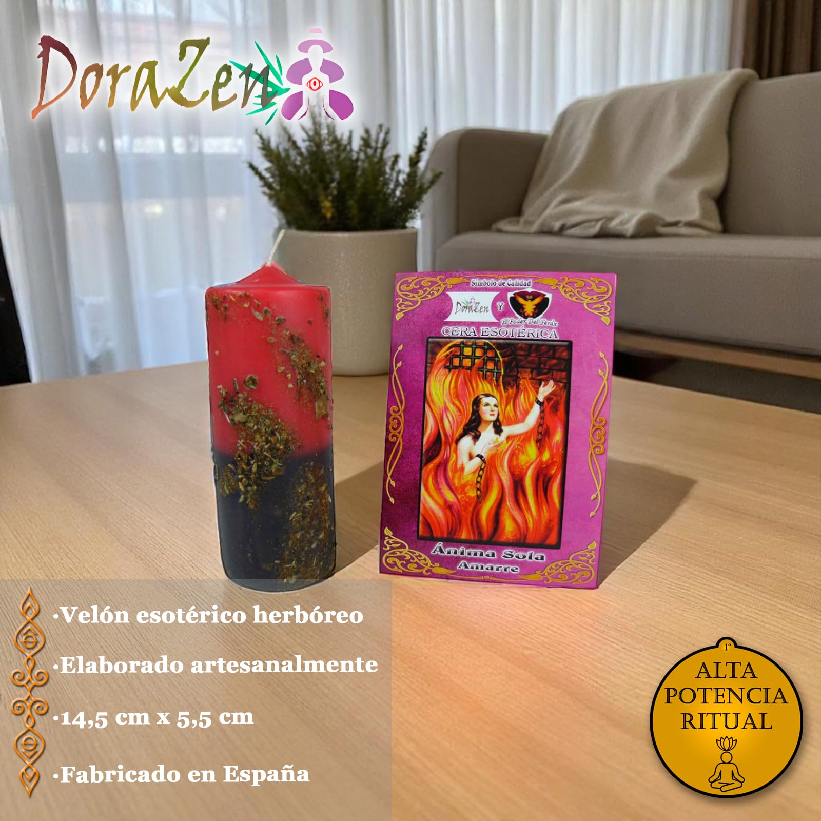 DORAZEN Velón esotérico herbóreo Ánima Sola - Ritual místico para amarrar al ser Amado - Las Velas de Mariano
