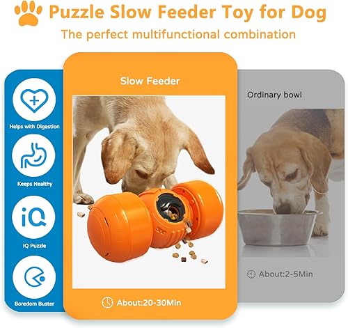 Miniatura 2 de ACORCE Juguete de rompecabezas para perros y dispensador de golosinas para estimulación mental, juguete interactivo para perros pequeños, medianos y