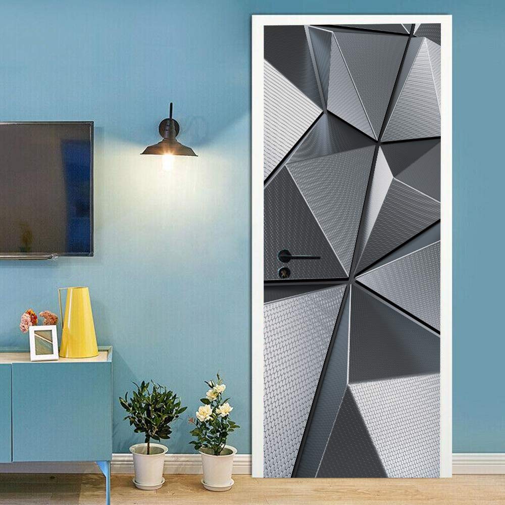 Sticker de porte papier peint autocollant amovible escaliers 90x200cm