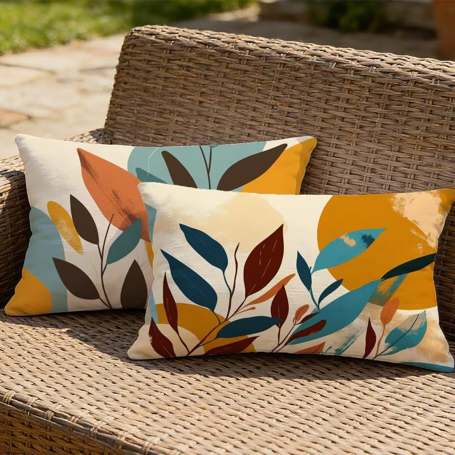 Coussin de Jardin Imperméable 40x70 cm Aspect Lin Orange Brûlé - 2
