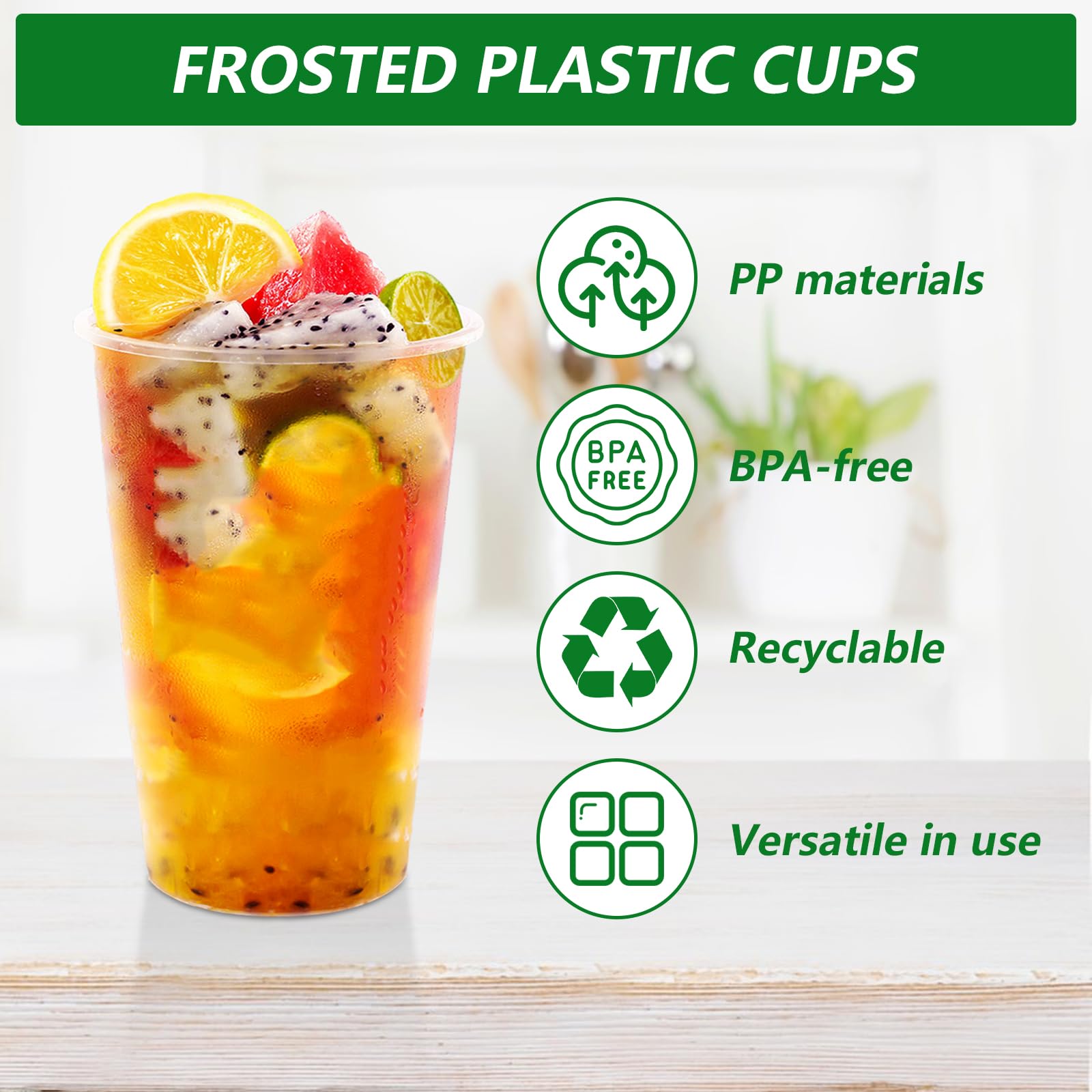 100 sztuk plastikowych kubków, 400 ml, zestaw kubków imprezowych z tworzywa sztucznego, matowe plastikowe kubki na przyjęcia z napojami, urodziny, wesele