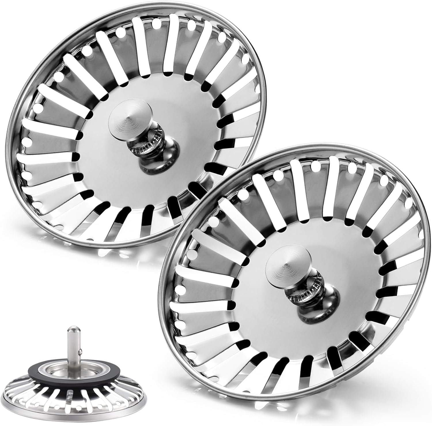(2 Pack) Upgraded Kitchen Sink Plug Strainer Stainless Steel Strainers ...