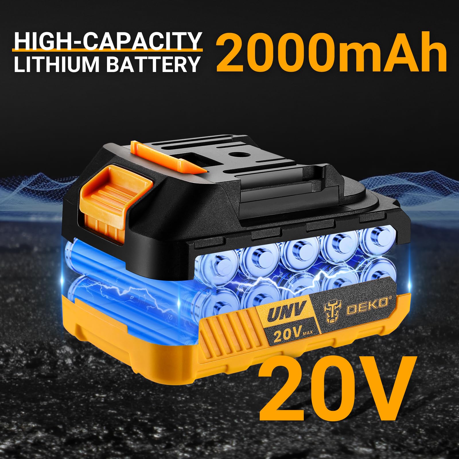 Levigatrice Orbitale a Batteria: DEKOPRO Levigatrice Rotorbitale con 1 Batteria 2000mAh, Orbitale per Legno da 125 mm, 13000 RPM, con Sacchetto per la Polvere e 15 Fogli di Carta Vetrata