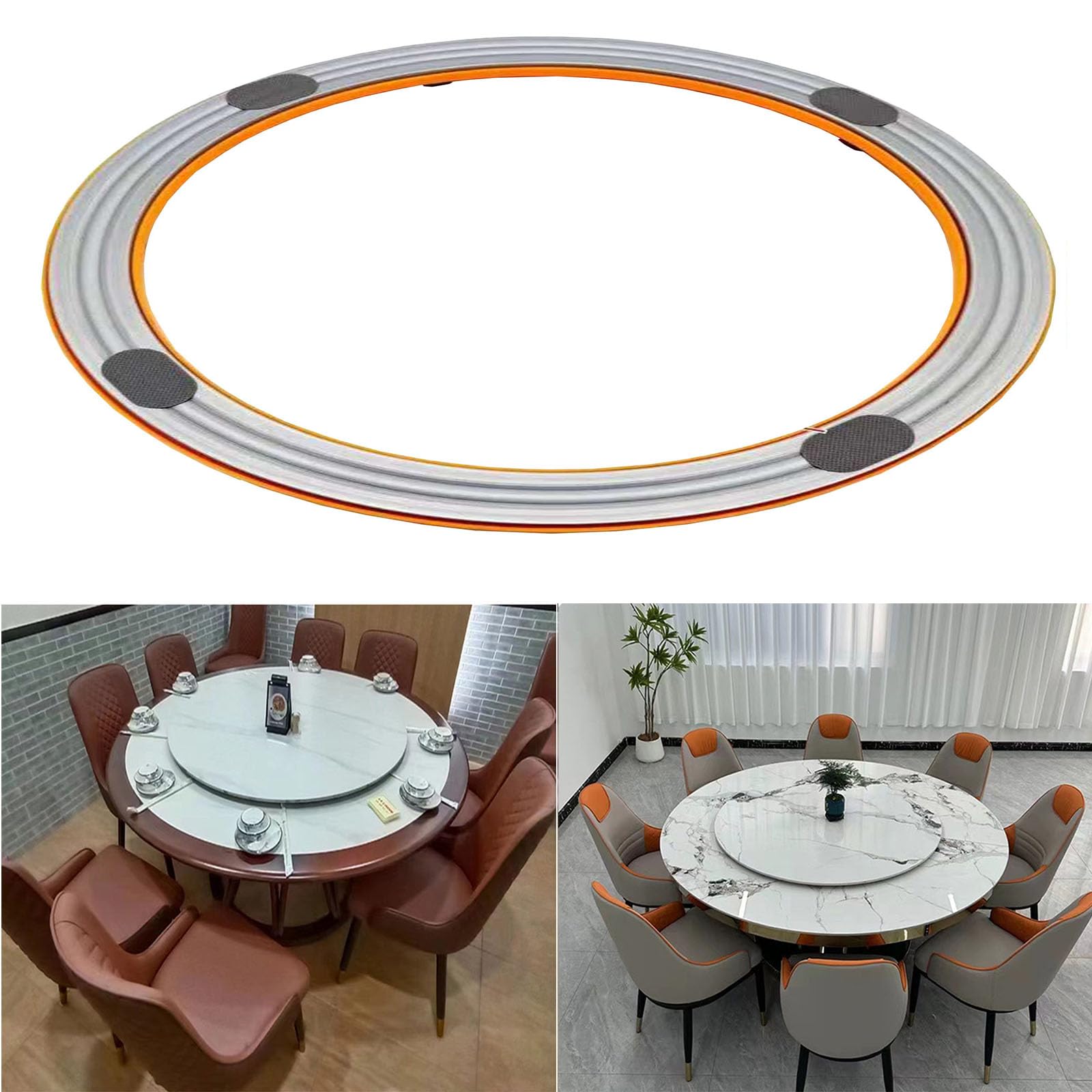 20" Plateau tournant en Alliage Avant, arrière en Plastique, Plateau tournant pour Table à Manger Heavy Duty Swivel 360° (Alloy Orange, 50cm/20in)