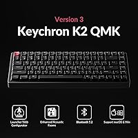 Vista 2 de Keychron K2 75% Layout QMK Teclado mecánico con opciones inalámbricas y con cable Interruptor Super Banana, marco de aluminio con retroiluminación