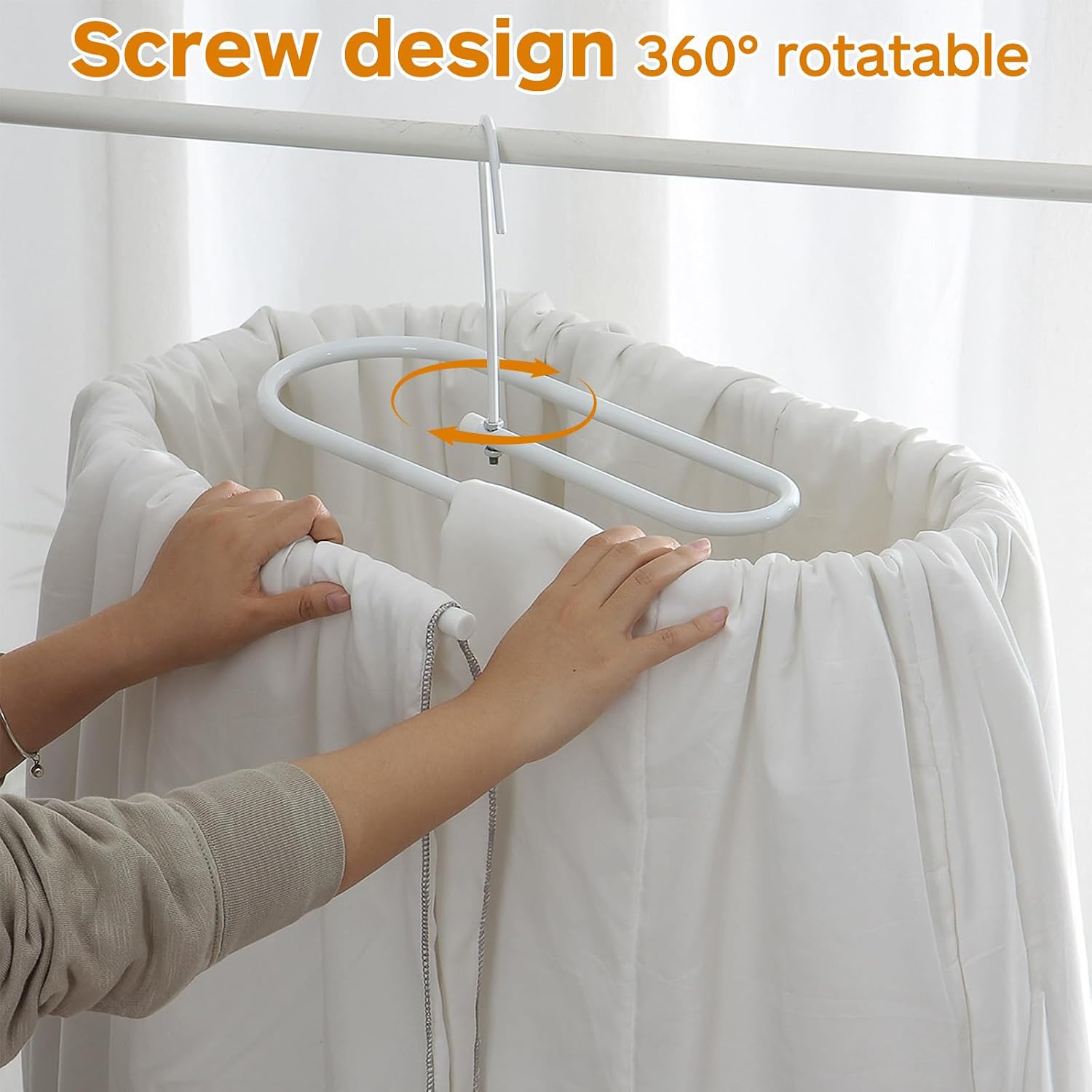 SECFOU White Spiral Blanket Drying Rack Iron Wall Mount for Duvets