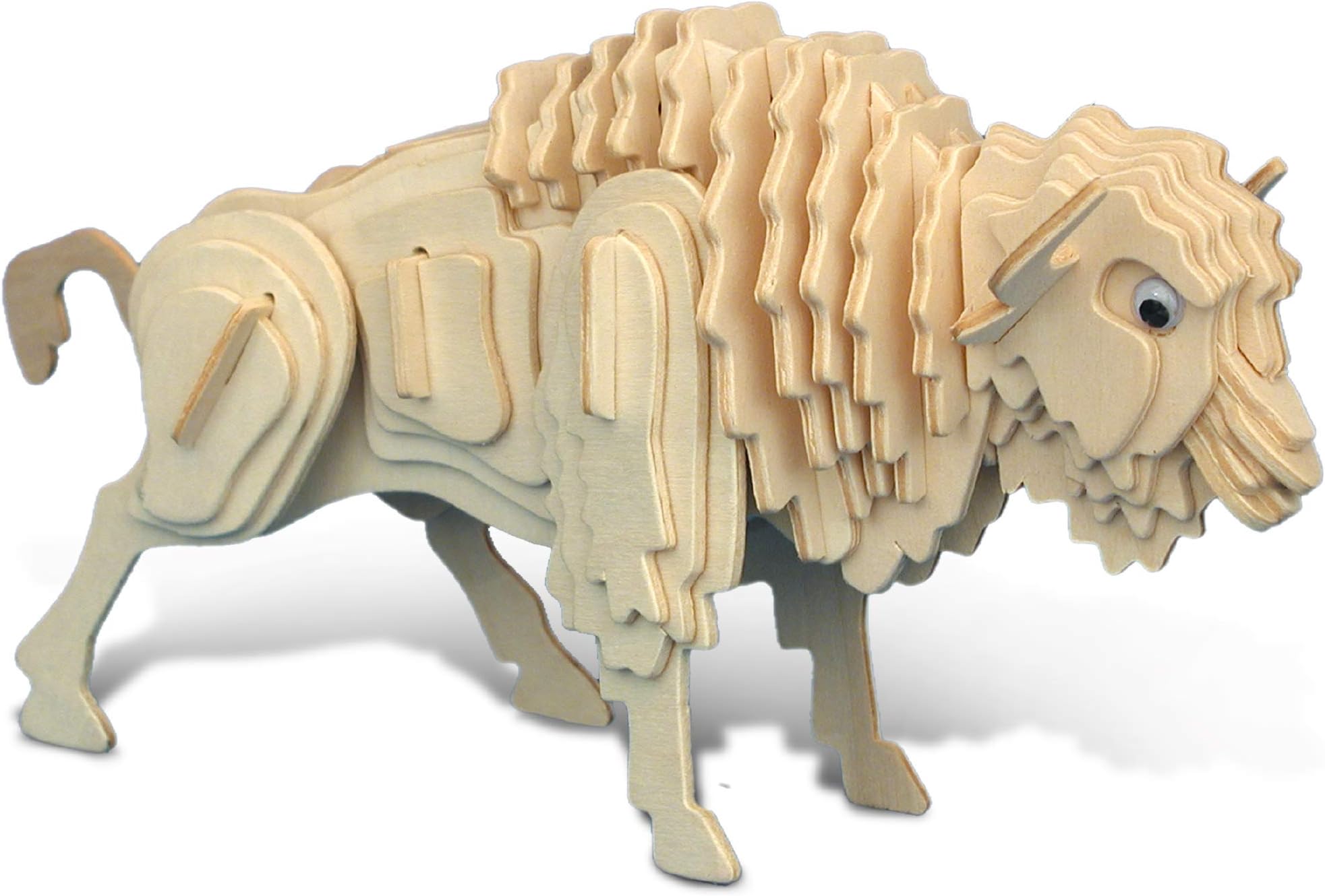 Puzzled 3D Puzzle Buffalo Wood Craft Construction Model Kit, Fun & Educational DIY Bison Wooden Animal Toy Assemble Model Unfinished Crafting Hobby Puzzle, Build & Paint for Decoration 54 Pieces Pack