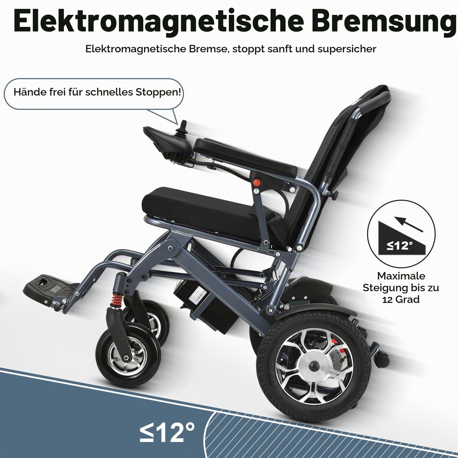 Schwierige Intelligente Leichte, Faltbare Elektrische Rollstühle, Kompakter Stromrollstuhl, Tragbares Klapptransport - Langlebige Rollstühle, Mobilitätshilfe, All Terrain - Rollstühle
