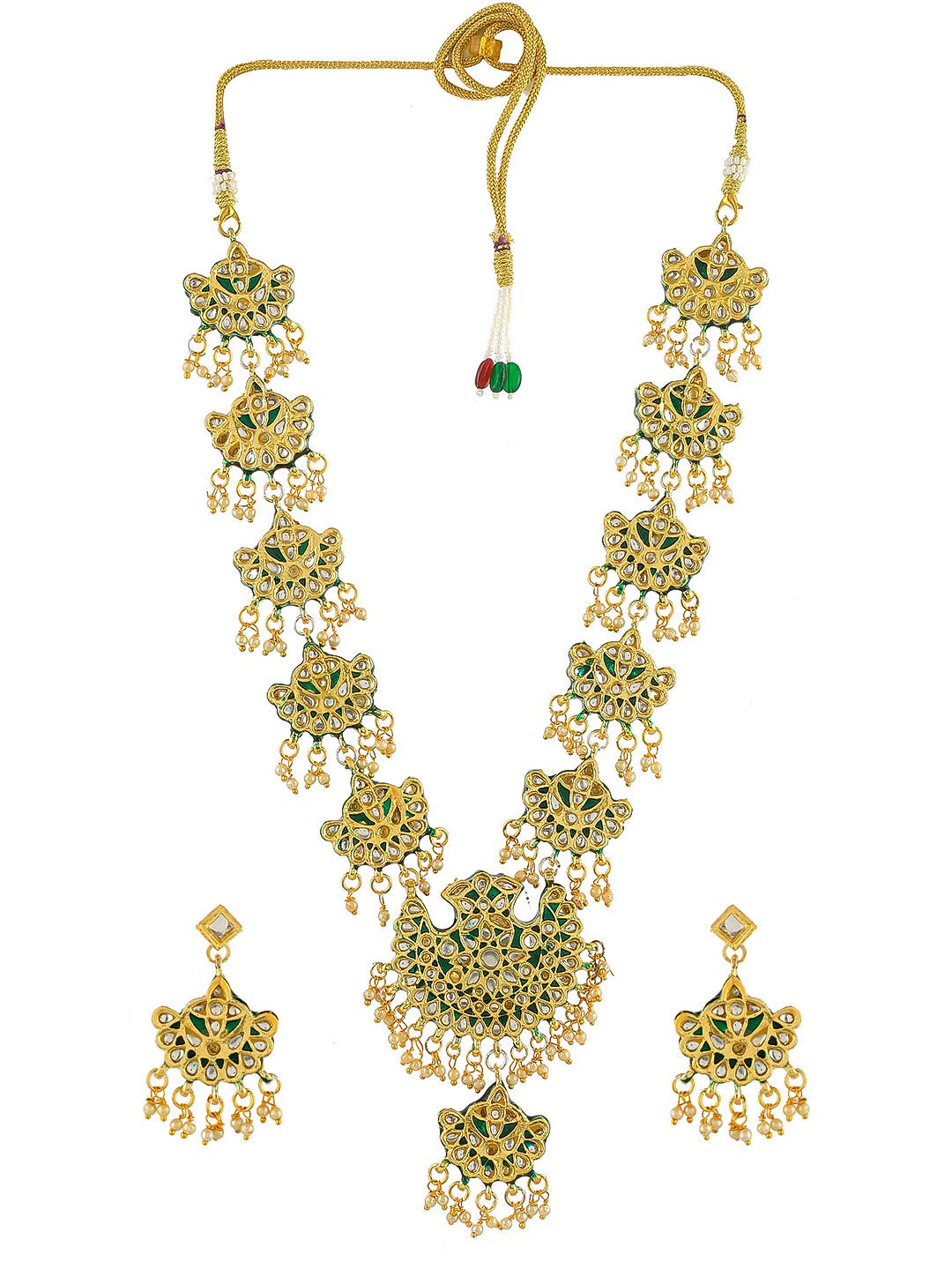 Silvermerc DesignsTraditional Green Kundan Bridal Jewelry Set