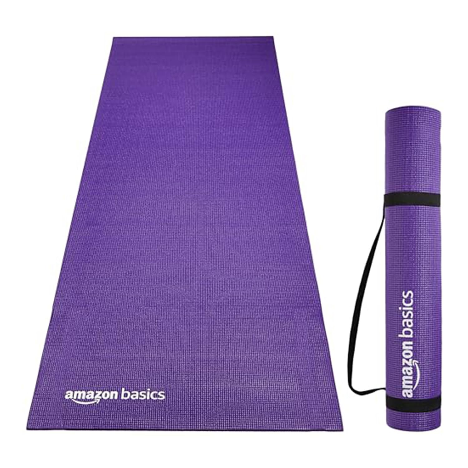 Amazon Basics 6 MM Yoga Mat with Carry Strap | Grippy Surface | Anti-Slip Exercise Mat | PVC Material | Yoga Mat for Men & Women | Exercise Mat for Gym or Home | Purple-image-42