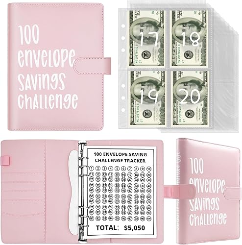 Miniatura 9 de Carpeta de desafío de 100 sobres, desafío de ahorro de dinero de 100 sobres, forma fácil y divertida de ahorrar $5,050, carpeta de presupuesto con