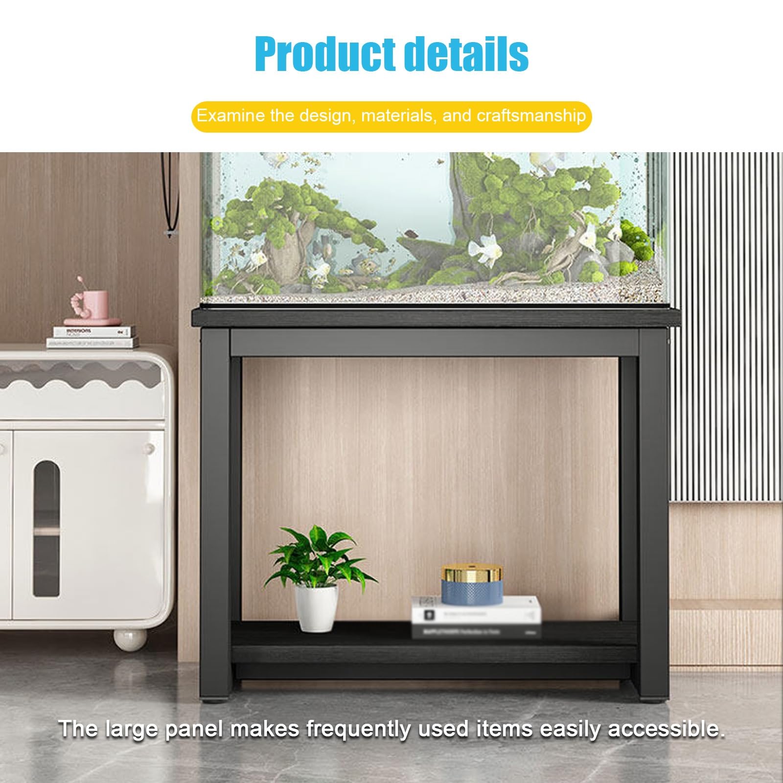 Armadietto Acquario, Acquario con Mobile | Struttura Robusta in Metallo E Legno, Scaffalatura Aperta a 3 Ripiani, Portata di 400 kg(White B,50x30x60cm/20x12x24in)