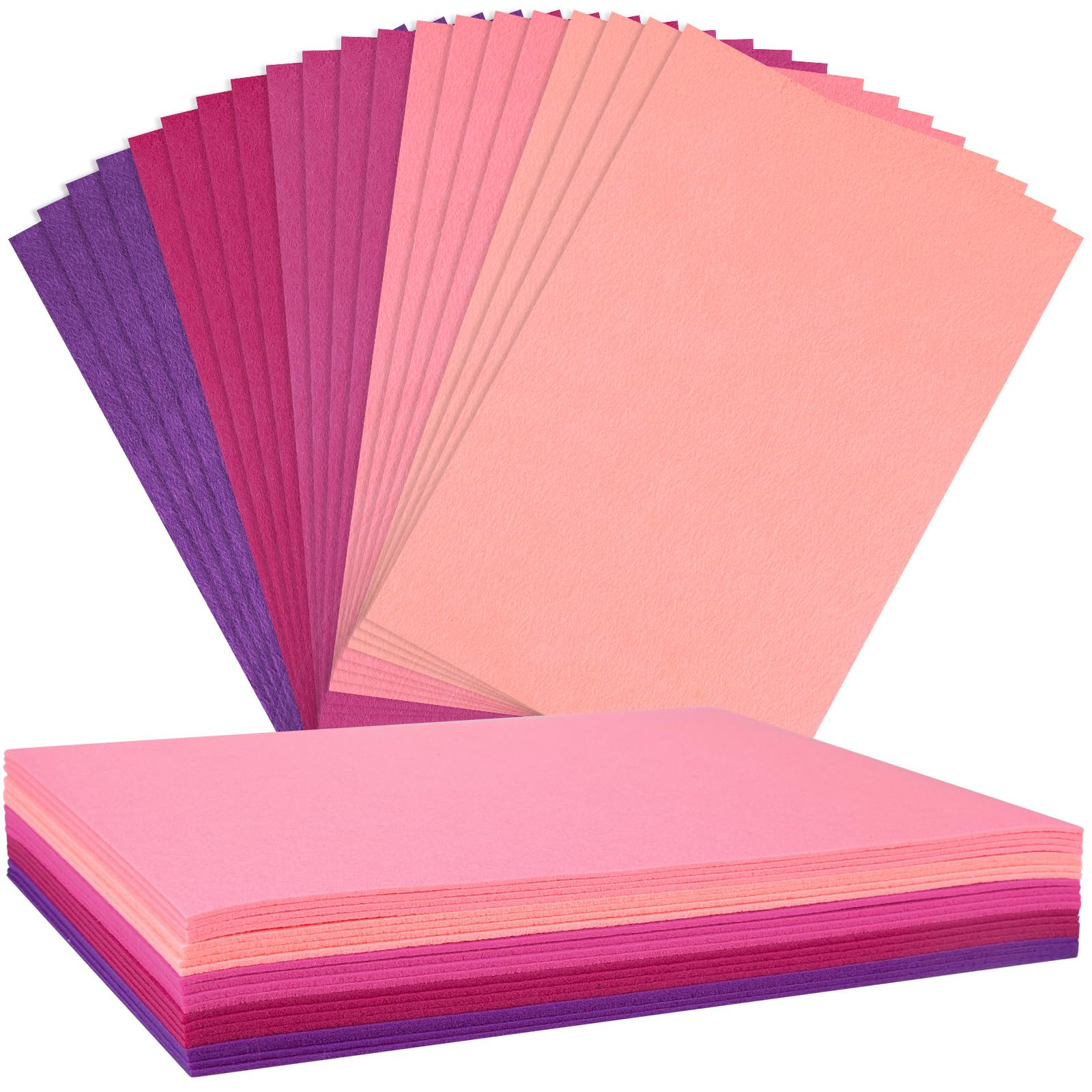 NEBURORA 2mm Thick Felt Sheets for Crafts 20 Pcs Stiff Felt for Crafts Pink Felt Fabric Sheets Patchwork Sewing Craft Supplies (Pink Series)