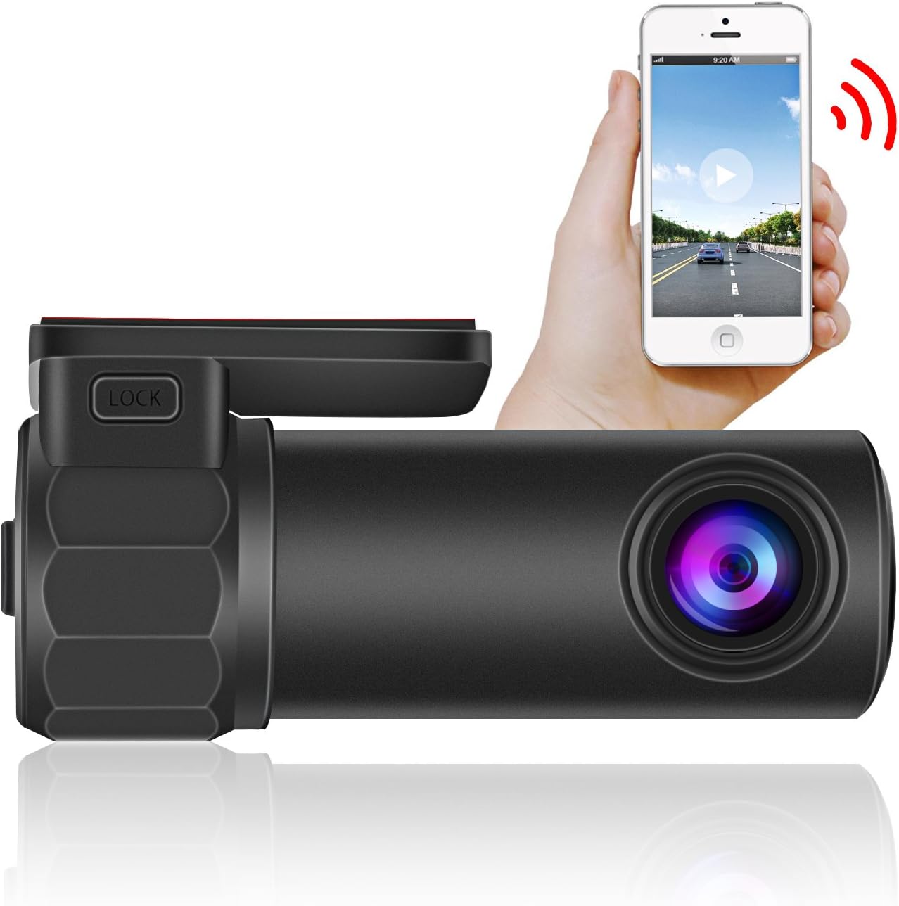 Ruidon Wifi Dash Cam 1080P HD Dashboard Camera,Vehicle Video Driving Recorder 360° Rotation for IOS Android Phone