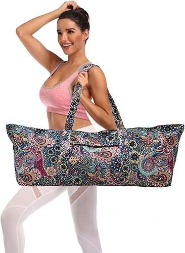 IwIeIaIrI - Bolsa de lona grande con estampado de flores, con cremallera, bolsa de lona grande multiusos para ejercicio, esterilla de yoga y disponible en Yaxa Colombia