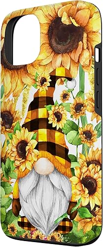 Miniatura 2 de iPhone 13 Gnomo de girasol con sombrero a cuadros de búfalo para niñas de moda lindo caso