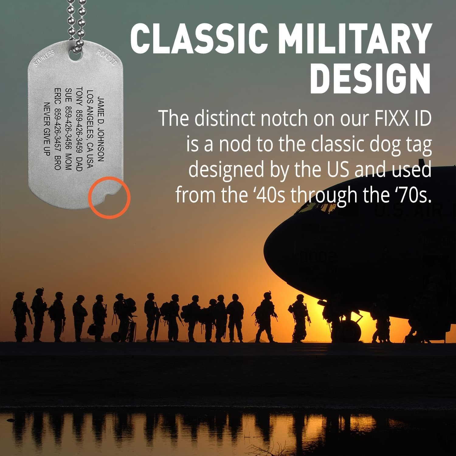 Road ID 男性または女性用カスタム ドッグタグ - FIXX ID - スポーツ ドッグタグ