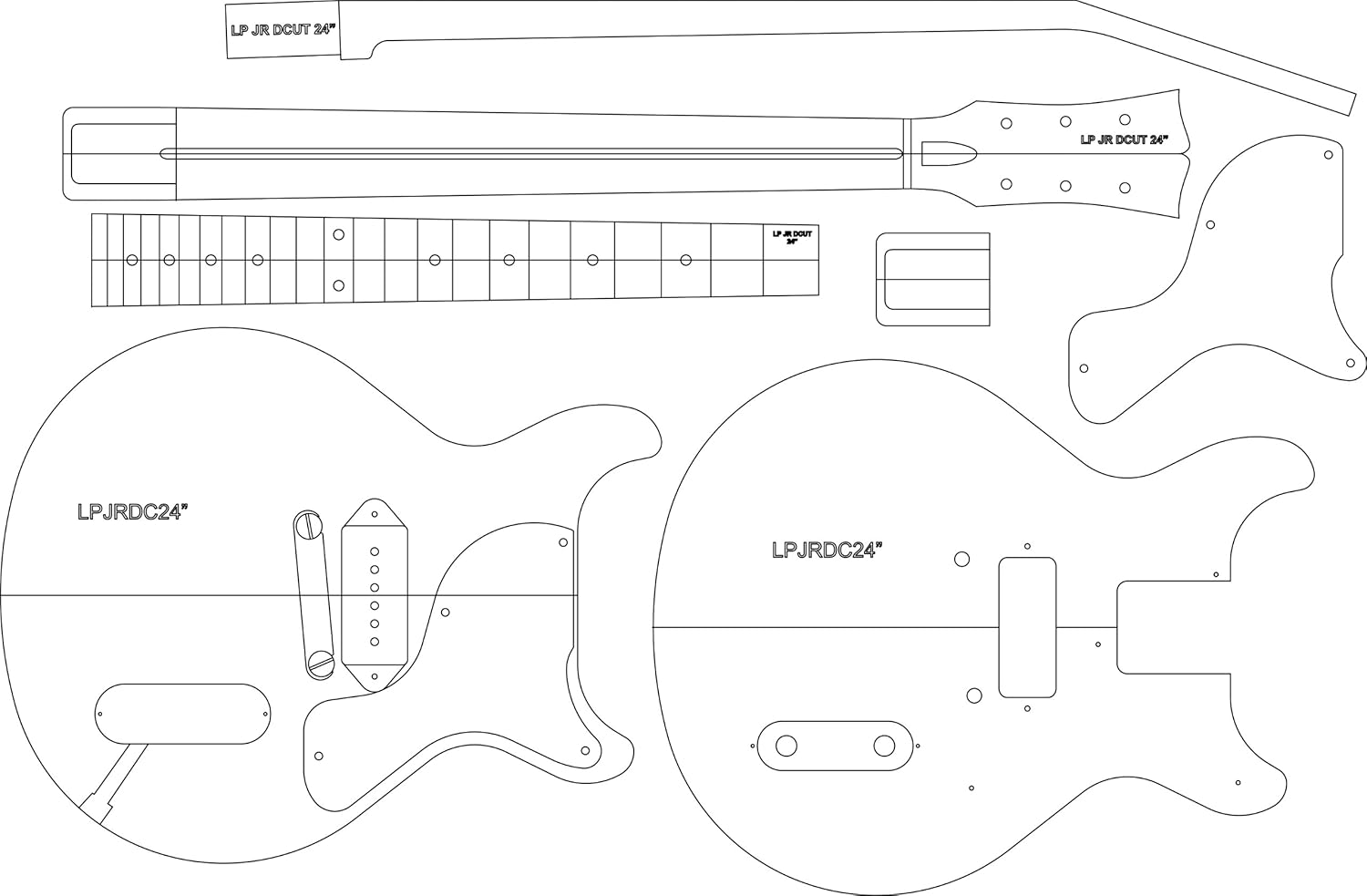 Electric Guitar Layout Template LP JR DC 24" Scale