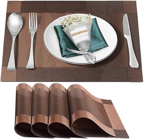 Miniatura 48 de Juego de 6 manteles individuales, lavables, resistentes al calor y a las manchas para interiores y exteriores, manteles individuales de vinilo Negro