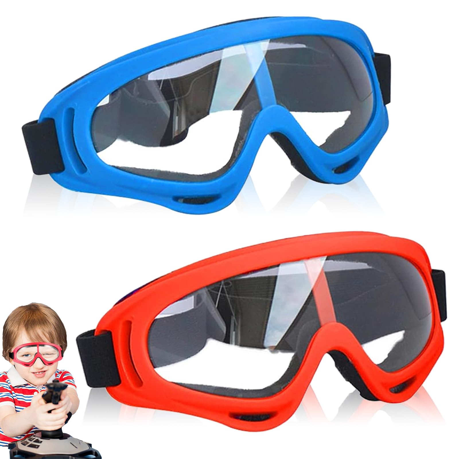 AHEJIOO Lot 2 Paires Lunettes Protection Enfants Nerf - UV400, Anti-Buée, Ski Moto